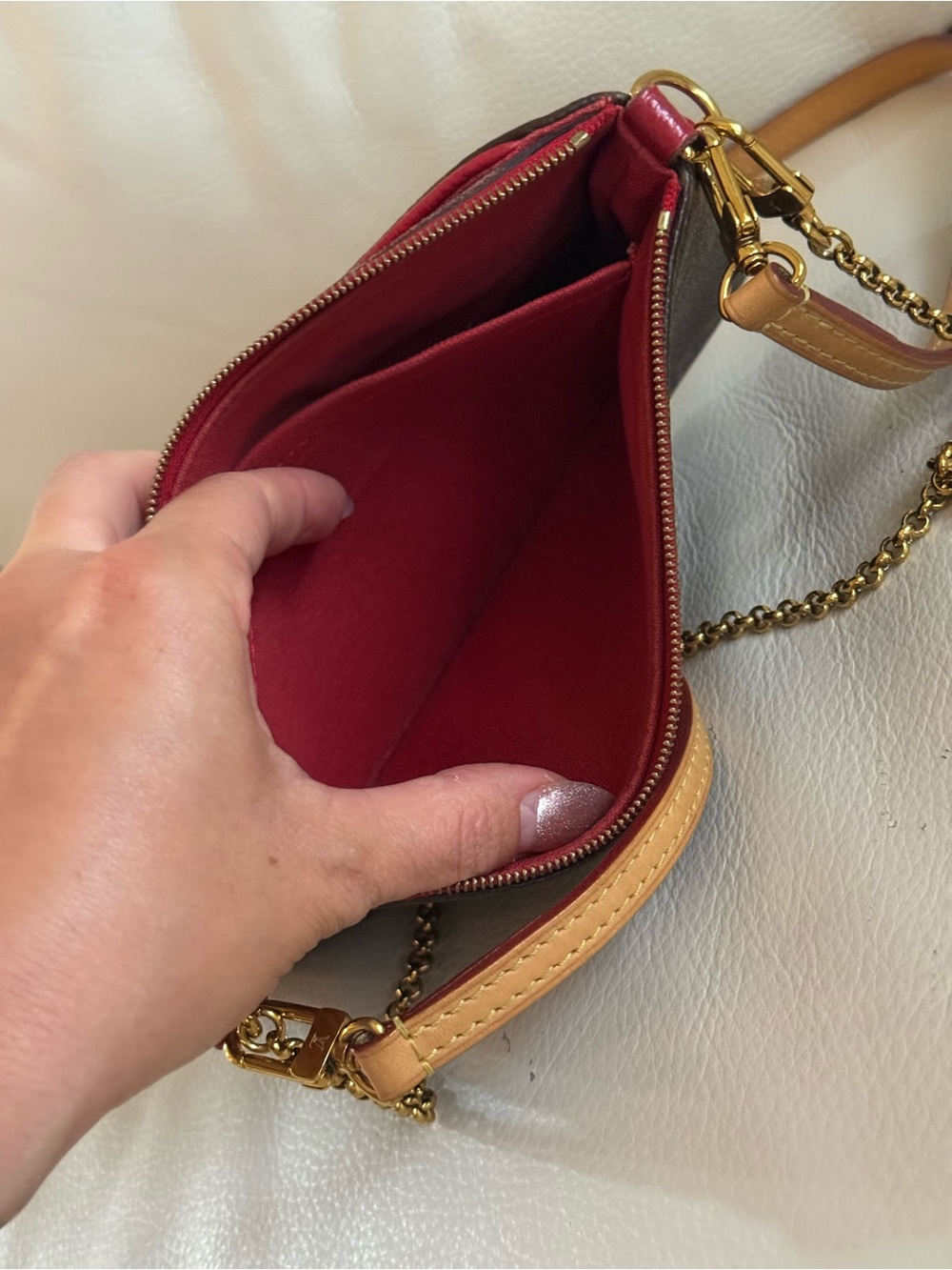 Louis Vuitton Monogram Pallas Pochette Accessoires with Red Trim - Picture 11 of 12